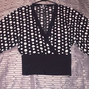 Black and White Polka Dot Kimono Shirt